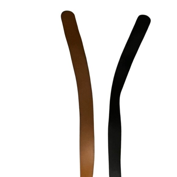 Women's ML Belt Set 2pcs Black & Brown Faux Leather Oval Buckles 41in Adjustable - Picture 13 of 13